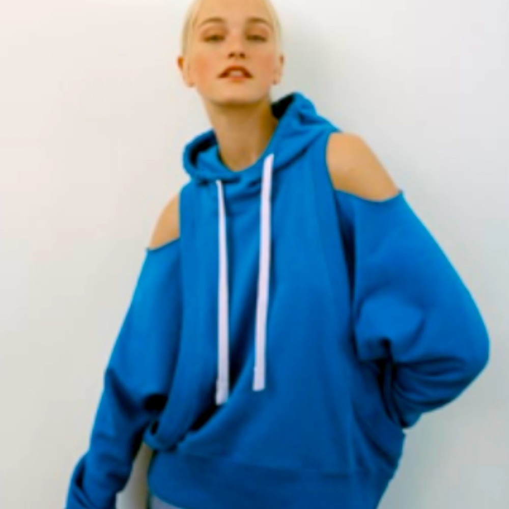 NWT vibrant blue cold shoulder Zara hoodie.